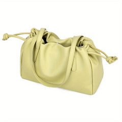 PU Leather Drawstring Underarm Bag Textured Tote Purse