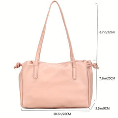 PU Leather Drawstring Underarm Bag Textured Tote Purse