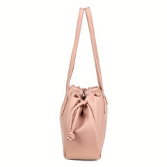 PU Leather Drawstring Underarm Bag Textured Tote Purse