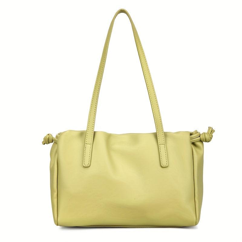 PU Leather Drawstring Underarm Bag Textured Tote Purse
