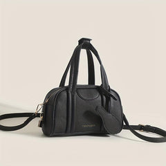 Solid Boston Bag Math Zipper Satchel for Women