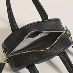 Solid Boston Bag Math Zipper Satchel for Women