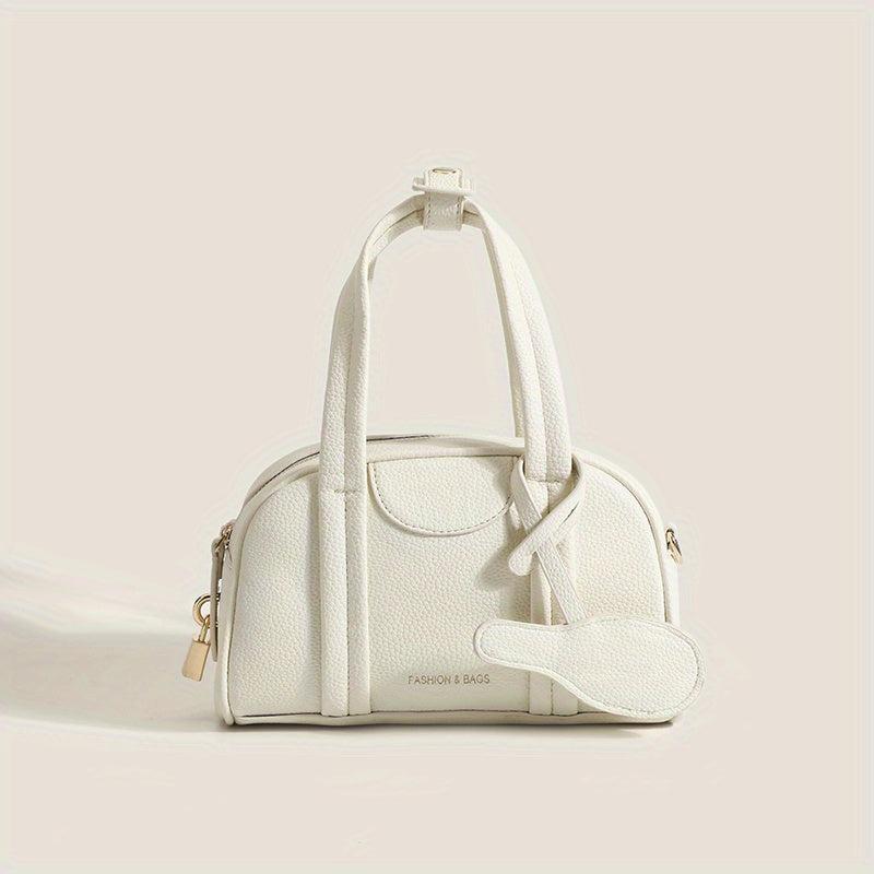 Solid Boston Bag Math Zipper Satchel for Women