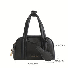 Solid Boston Bag Math Zipper Satchel for Women