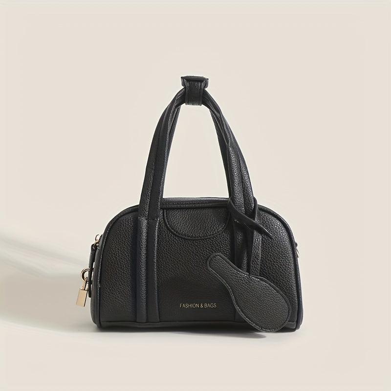 Solid Boston Bag Math Zipper Satchel for Women