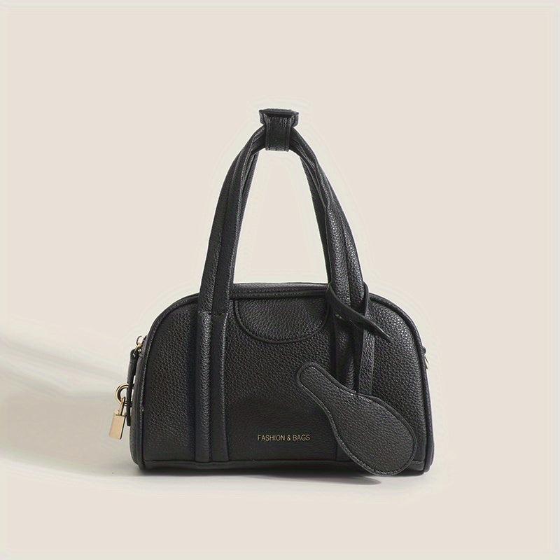 Solid Boston Bag Math Zipper Satchel for Women