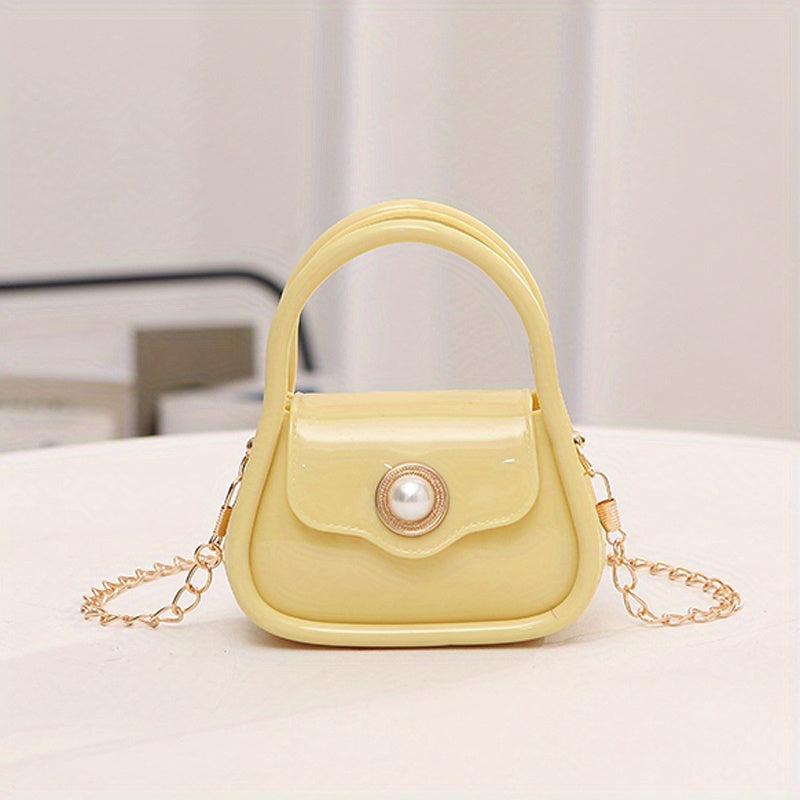Pearl Decor Flap Mini Handbag PU Leather Shoulder Bag