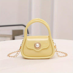 Pearl Decor Flap Mini Handbag PU Leather Shoulder Bag