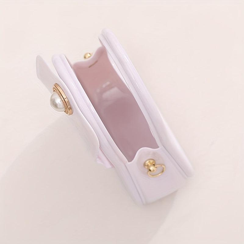 Pearl Decor Flap Mini Handbag PU Leather Shoulder Bag