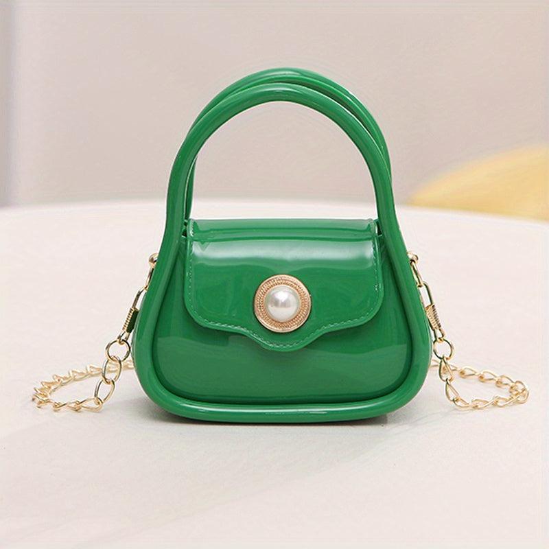 Pearl Decor Flap Mini Handbag PU Leather Shoulder Bag