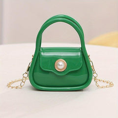 Pearl Decor Flap Mini Handbag PU Leather Shoulder Bag