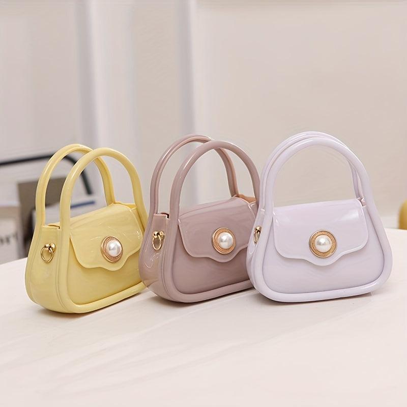 Pearl Decor Flap Mini Handbag PU Leather Shoulder Bag