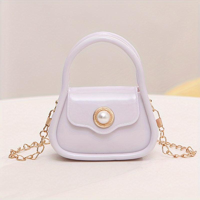 Pearl Decor Flap Mini Handbag PU Leather Shoulder Bag