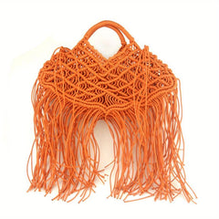 Bohemian Tassel Handbag Women Hollow Woven Tote Bags Summer Beach Straw Bag
