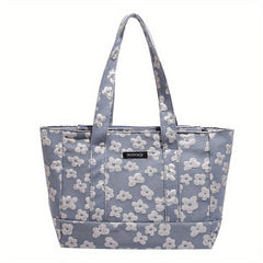 Flower Embossed Pattern Handbag Stylish Storage Bag For School