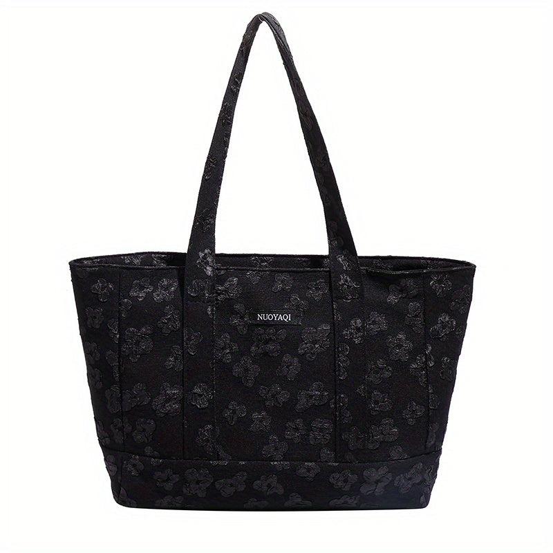 Flower Embossed Pattern Handbag Stylish Storage Bag For School