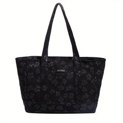 Flower Embossed Pattern Handbag Stylish Storage Bag For School