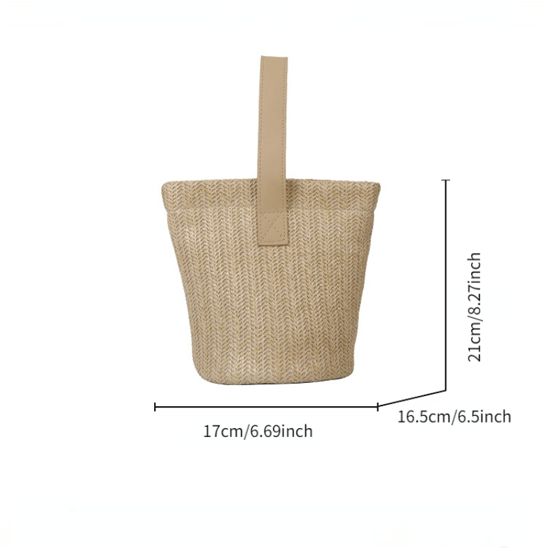 Straw Woven Handbags Boho Style Summer Beach Bag Portable Holiday Bucket Bag