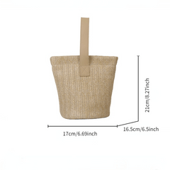 Straw Woven Handbags Boho Style Summer Beach Bag Portable Holiday Bucket Bag