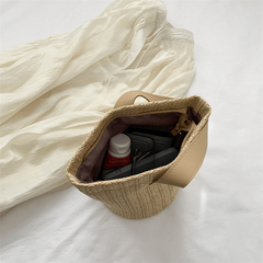 Straw Woven Handbags Boho Style Summer Beach Bag Portable Holiday Bucket Bag