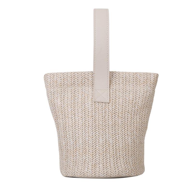 Straw Woven Handbags Boho Style Summer Beach Bag Portable Holiday Bucket Bag
