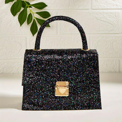 Glitter Chain Crossbody Bag PU Leather Satchel Classic Shoulder Bag