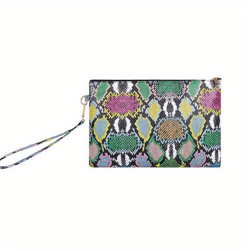 Vintage Snakeskin Pattern Clutch Bag Evening Purse