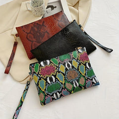 Vintage Snakeskin Pattern Clutch Bag Evening Purse