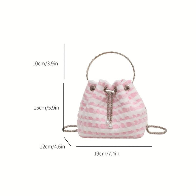 Plaid Lipstick Handbag Chain Crossbody Bag Canvas Lightweight