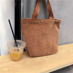 Corduroy Tote Bag Solid Casual Bucket Bag Women's Daily Handbag