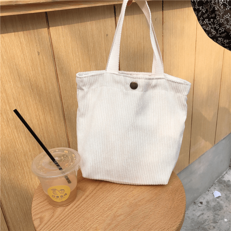 Corduroy Tote Bag Solid Casual Bucket Bag Women's Daily Handbag
