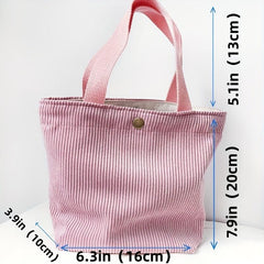 Corduroy Tote Bag Solid Casual Bucket Bag Women's Daily Handbag
