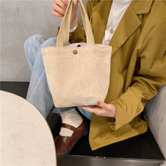 Corduroy Tote Bag Solid Casual Bucket Bag Women's Daily Handbag