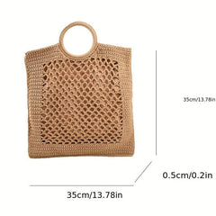 Boho Hollow Out Woven Tote Bag Crochet Beach Bag