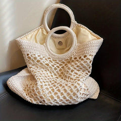 Boho Hollow Out Woven Tote Bag Crochet Beach Bag