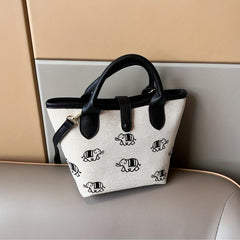 Elephant Print Crossbody Bag Retro Canvas Shoulder Bag