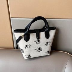 Elephant Print Crossbody Bag Retro Canvas Shoulder Bag