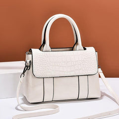 Crocodile Embossed Satchel Bag Double Top Handle Purse