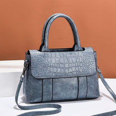 Crocodile Embossed Satchel Bag Double Top Handle Purse