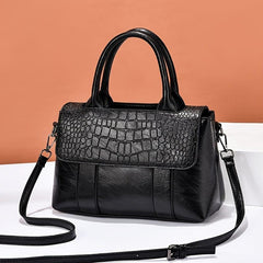 Crocodile Embossed Satchel Bag Double Top Handle Purse