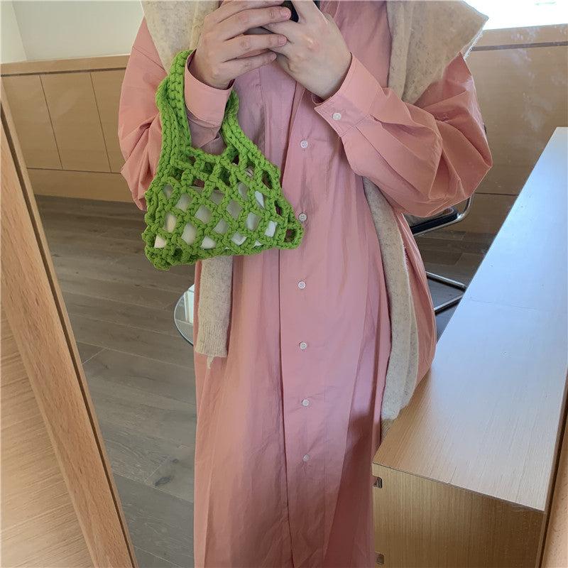 Braided Tote Bag with Inner Pouch Crochet Summer Purse
