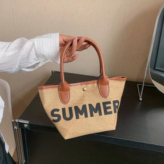 Summer Tote Bag with Letter Graphic Beach Handbag
