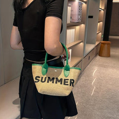 Summer Tote Bag with Letter Graphic Beach Handbag