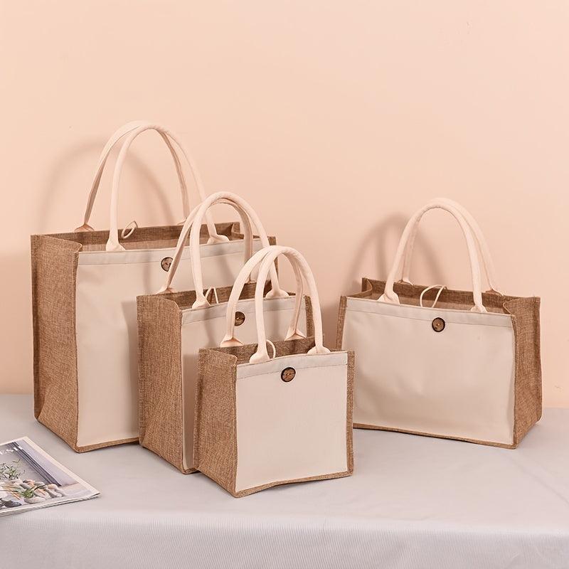 Linen Handbag Solid Gift Bag Printed Versatile Shopping Bag