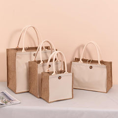 Linen Handbag Solid Gift Bag Printed Versatile Shopping Bag
