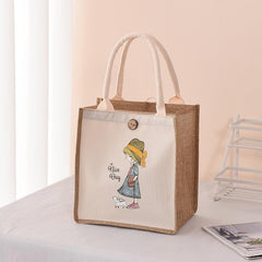Linen Handbag Solid Gift Bag Printed Versatile Shopping Bag