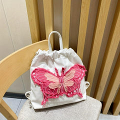 Butterfly Drawstring Chain Backpack Lightweight School Bag