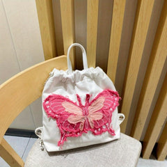 Butterfly Drawstring Chain Backpack Lightweight School Bag