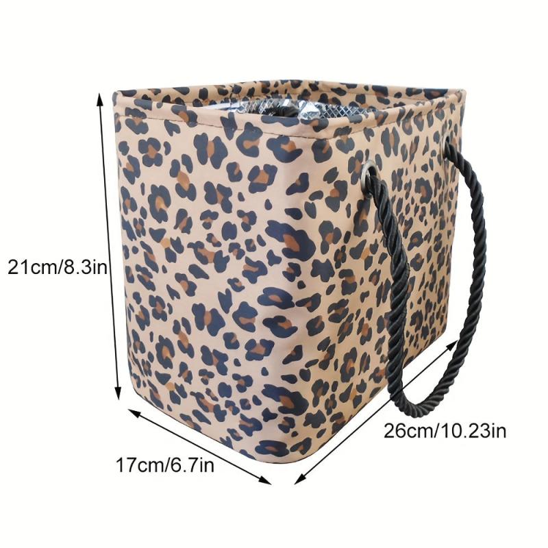 Leopard Print Large Tote Bag Foldable Toiletry Bag