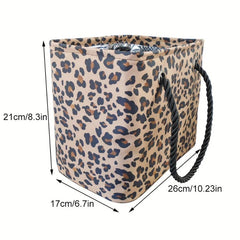 Leopard Print Large Tote Bag Foldable Toiletry Bag